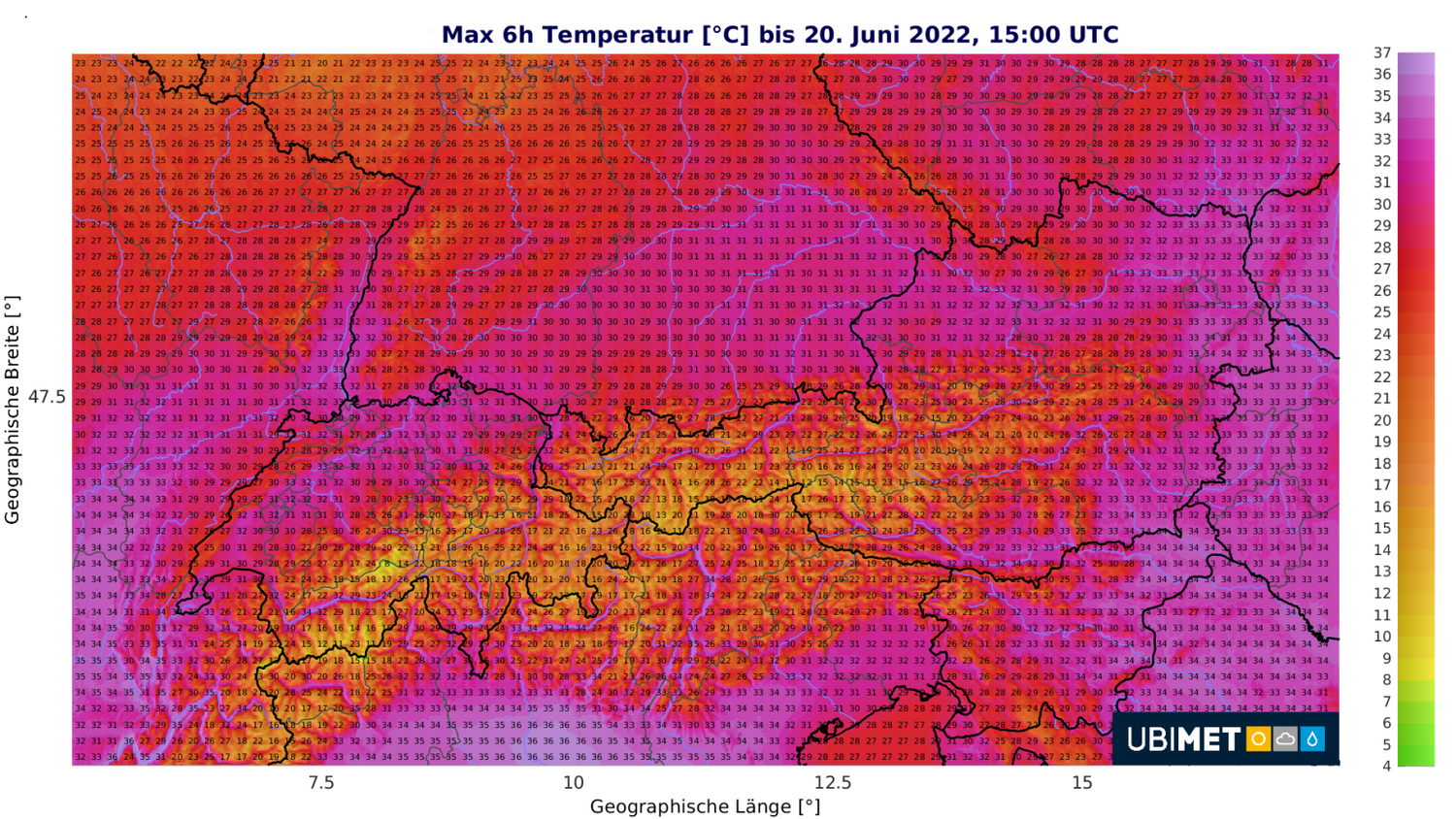 Temperatur am 20. Juni