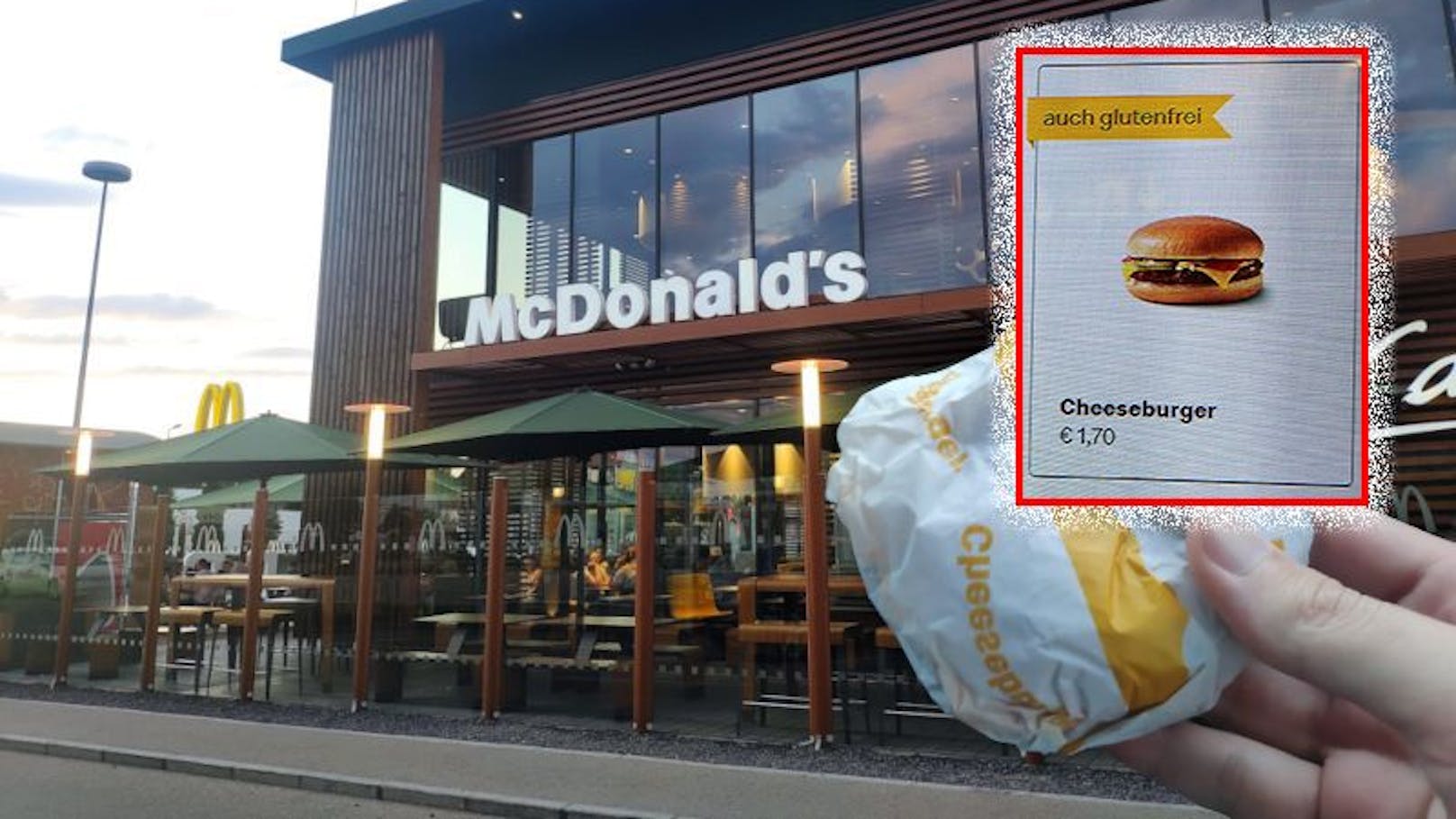 Der Cheeseburger kostet in Schwechat schon stolze 1,70 Euro.