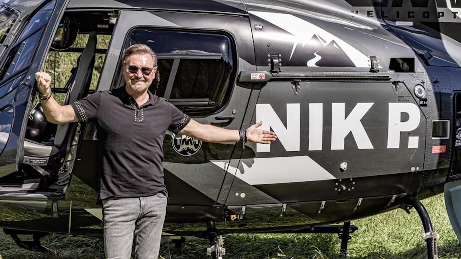 <strong>Nik P.</strong> flog mit dem Hubschrauber-Taxi zur ORF-Show "Wenn die Musi spielt".