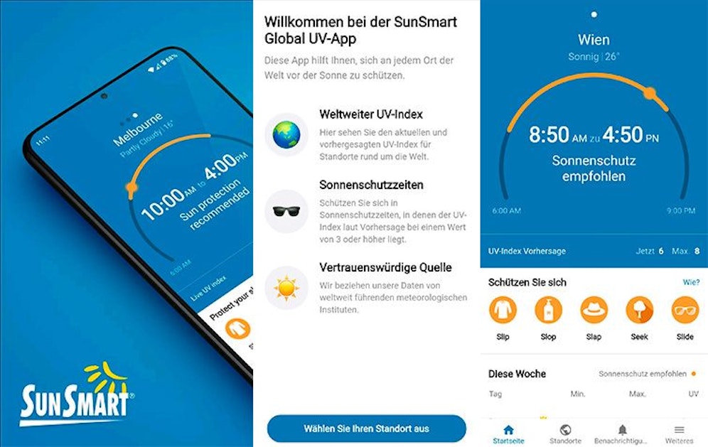 SunSmart ist jetzt im Apple-App- und im Google-Play-Store kostenlos erhältlich.