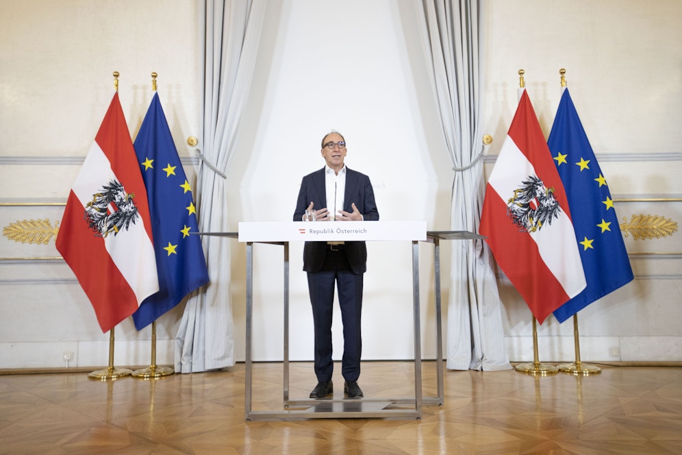 Gesundheitsminister Johannes Rauch (Grüne) bei seinem Corona-Lageupdate am 22. Juni 2022.