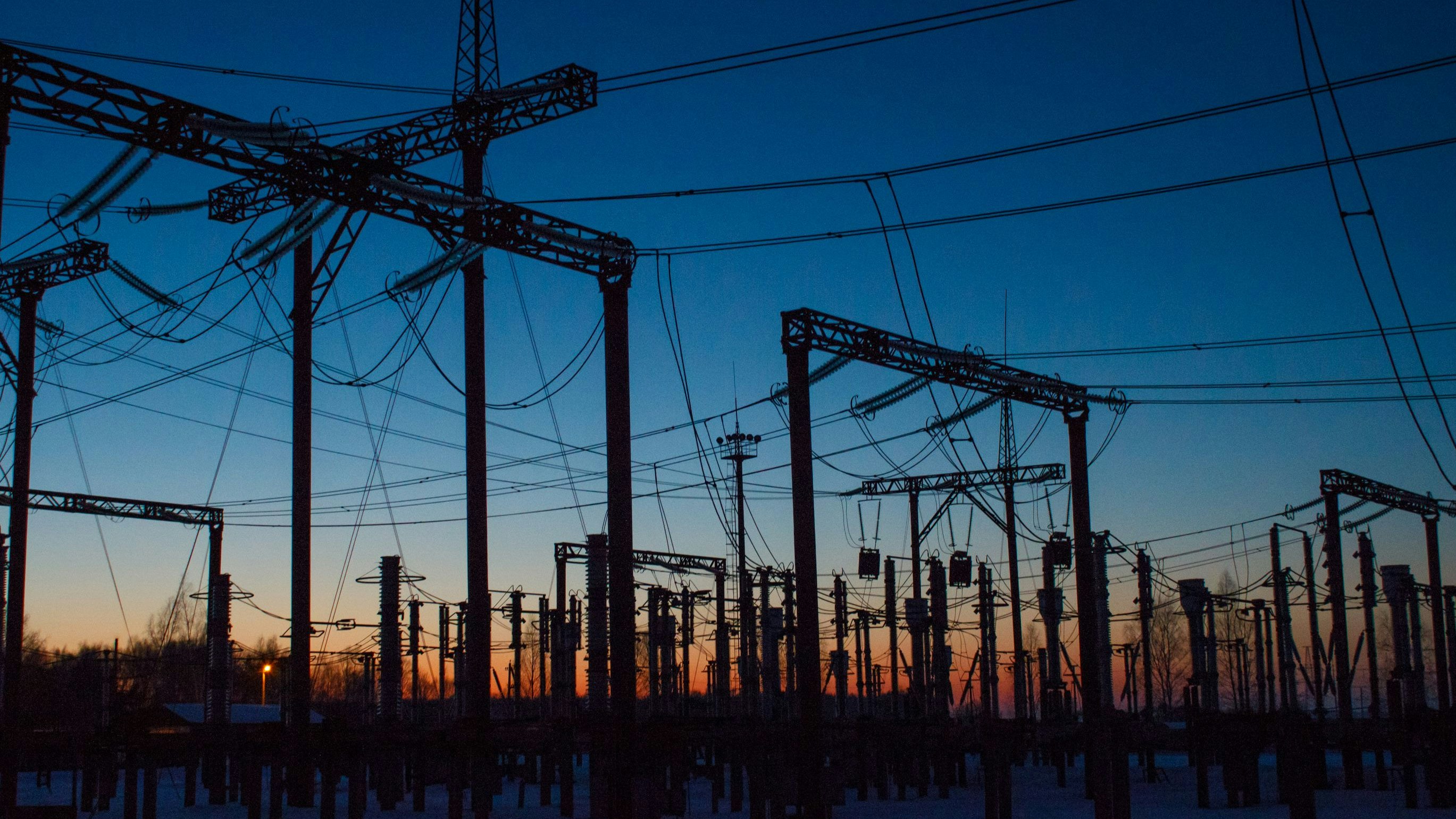 Electrical substation at night on long exposure shot