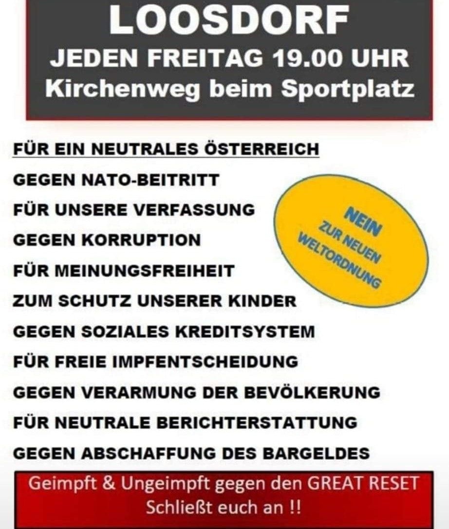 Dieser Aufruf zur Demo flatterte bei mehreren Loosdorf in den Briefkasten.