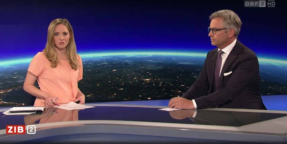 Finanzminister Magnus Brunner in der ZIB2 und ORF-Moderatorin Margit Laufer.