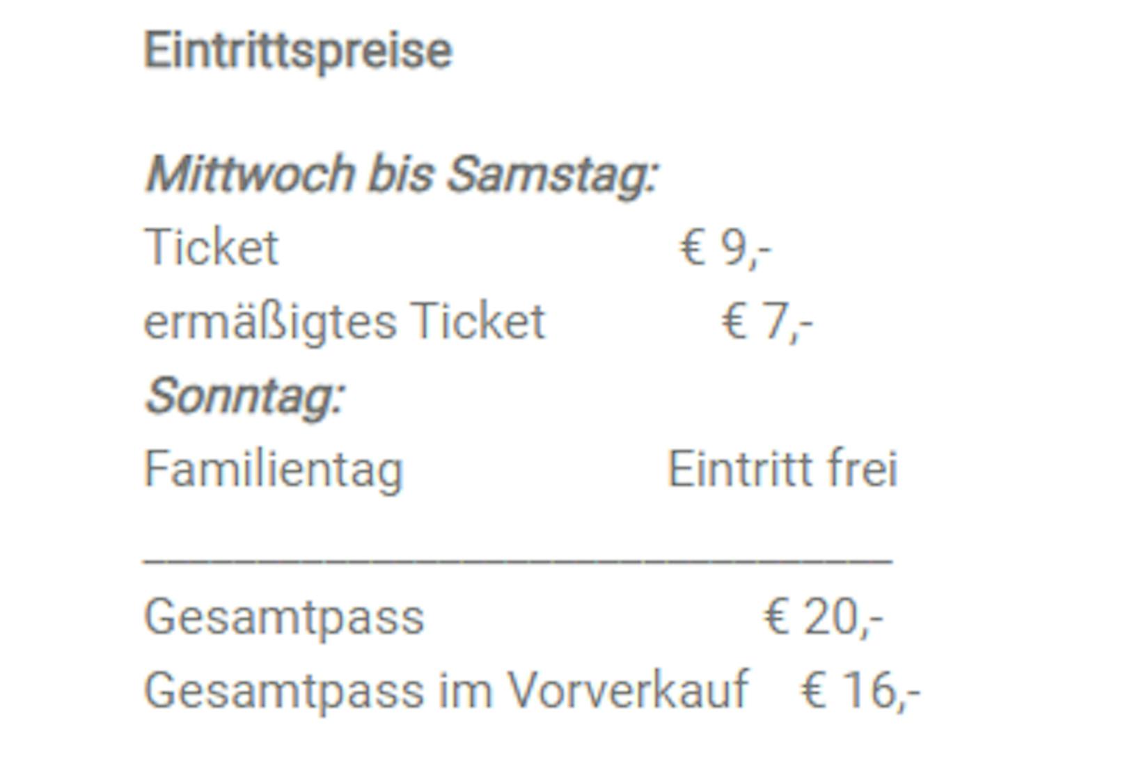 im Vorjahr lag der Tageseintritt noch bei 9 Euro.