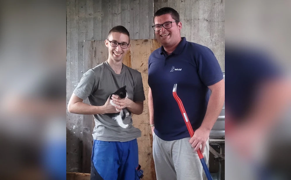 Kommandant-Stellvertreter Michael <strong>Katzen</strong>gruber und Michael Schrammel mit dem kleinen Michi.