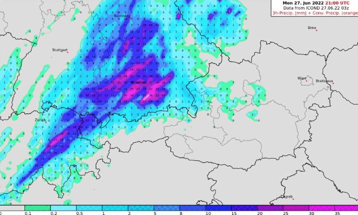 Niederschlagsprognose vom ICOND2-Modell.