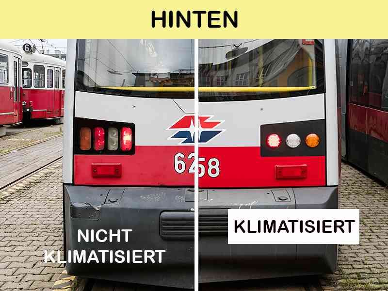 Kühl oder nicht? Bei den Niederflur-Fahrzeugen der Wiener Linien liegen die Unterschiede im Detail.&nbsp;