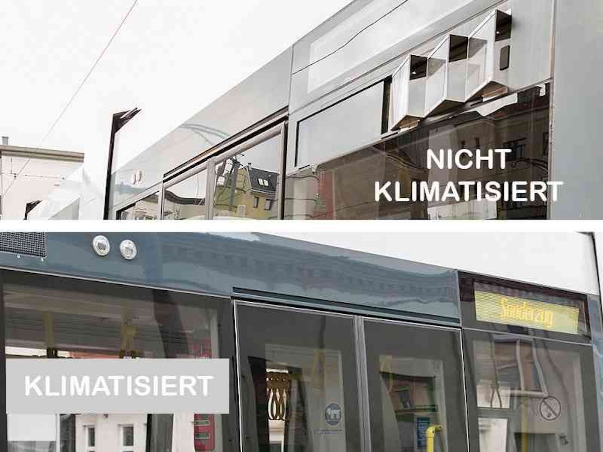Ein Fahrzeug ohne Klimaanlage ist an den Lüftungskiemen zu erkennen.