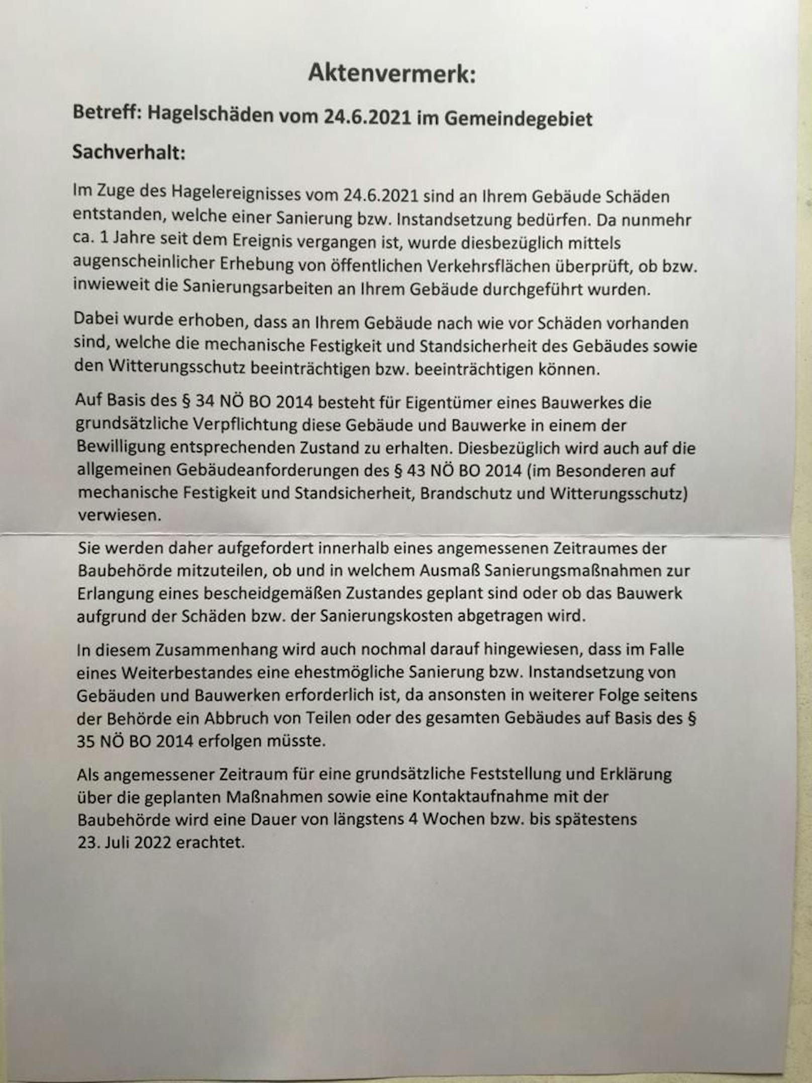 Dieses Schreiben sorgte bei der FPÖ für Ärger.