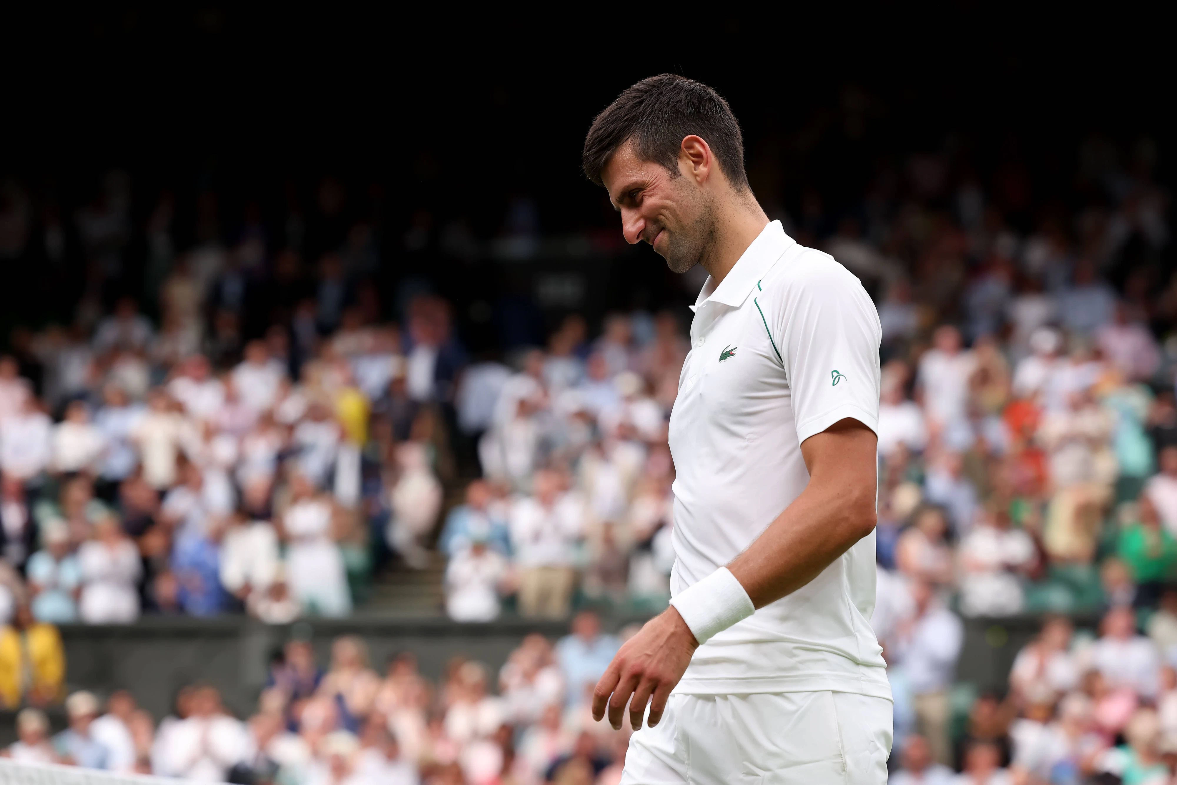 Novak Djokovic bei seinem Auftaktsieg in Wimbledon.