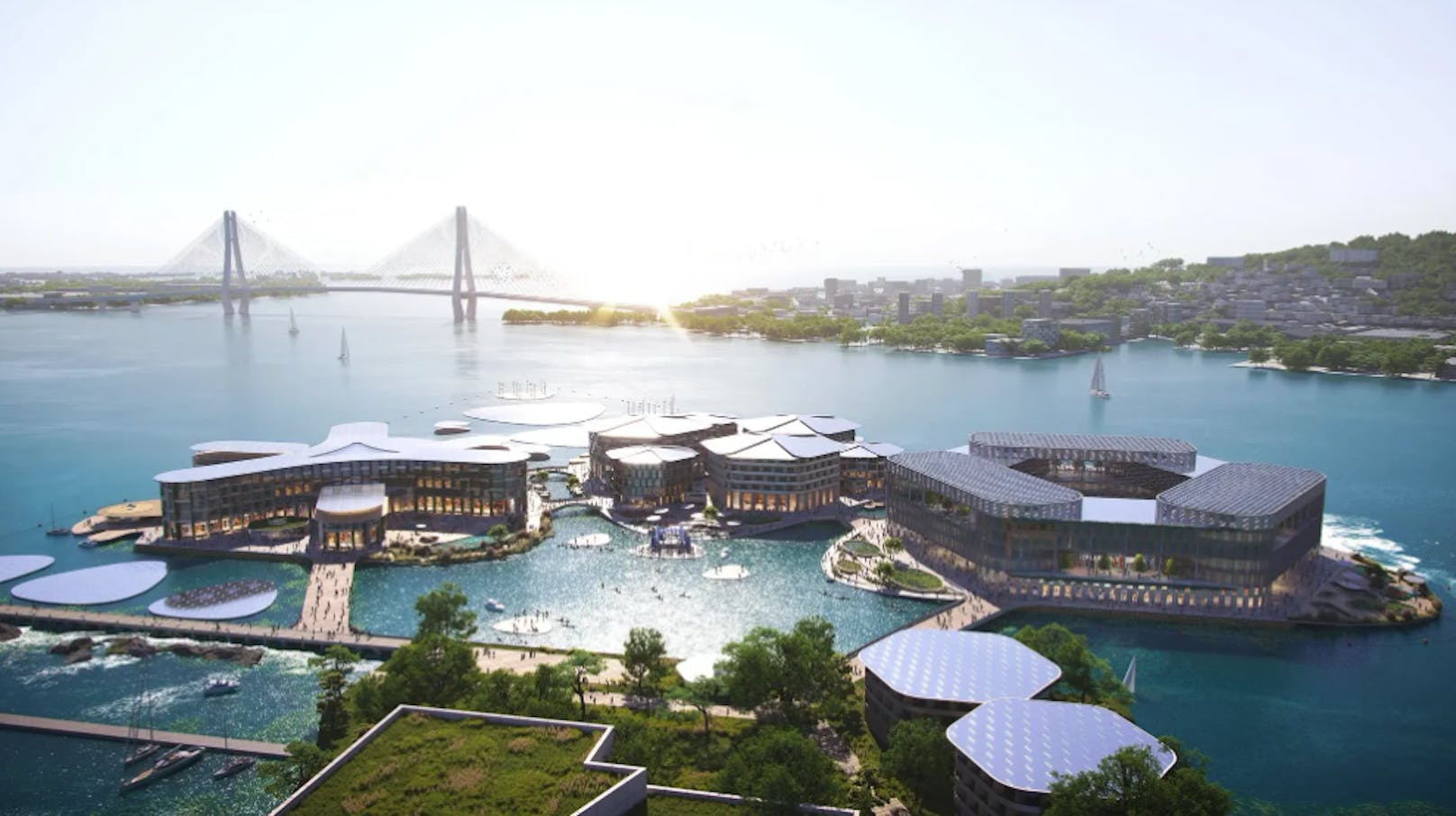 So wird die schwimmende Stadt im Hafen von Busan, Südkorea aussehen.