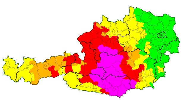 Aktuelle Unwetterwarnungen am 28. Juni 2022, 18.48 Uhr.