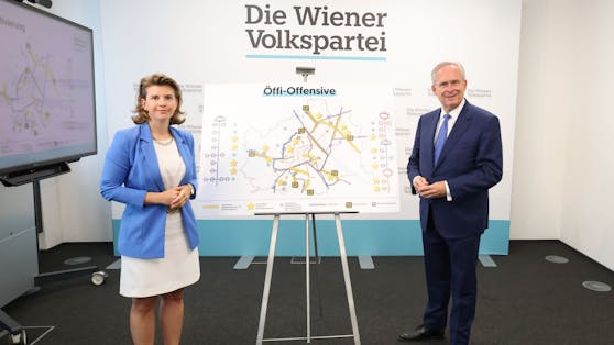 ÖVP-Verkehrssprecherin Elisabeth Olischar und Obmann Karl Mahrer präsentierten ein Zonenmodell für Kurzparkzonen in Wien.