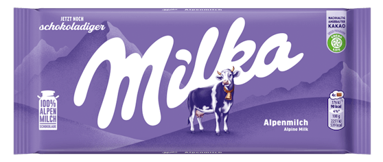 Die Tafeln von Milka erstrahlen jetzt nicht nur in einer neuen Verpackung (auch die Kuh hat ihren Kopf gedreht) , sondern auch in neuer Form und neuem Geschmack.