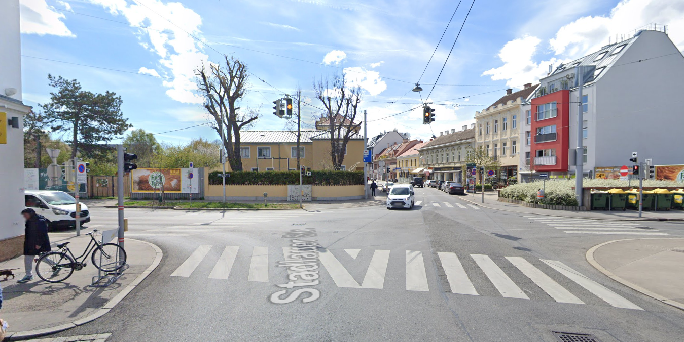 Am linken Schutzweg dieser Kreuzung ereignete sich der Unfall.