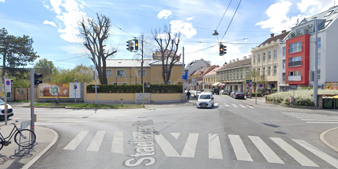 Am linken Schutzweg dieser Kreuzung ereignete sich der Unfall.
