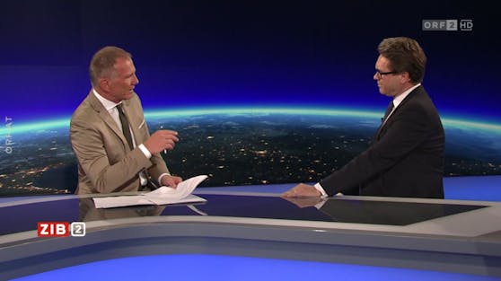 Bildungsminister Martin Polaschek (VP) zu Gast bei Armin Wolf in der ZIB2 am 29. Juni 2022.