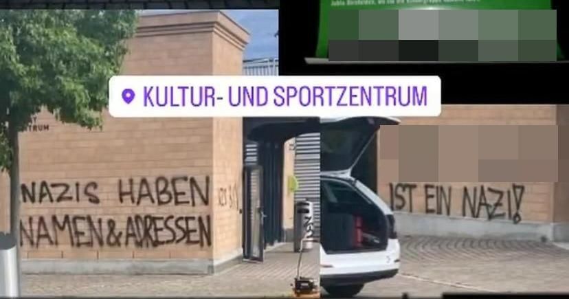 Unbekannte haben Ende Juni eine Maturandin des Gymnasiums Muttenz als Neonazi geoutet und entsprechende Sprayereien an der Fassade des Kuspo Pratteln angebracht, wo die Schule ihre Maturfeier abhielt.