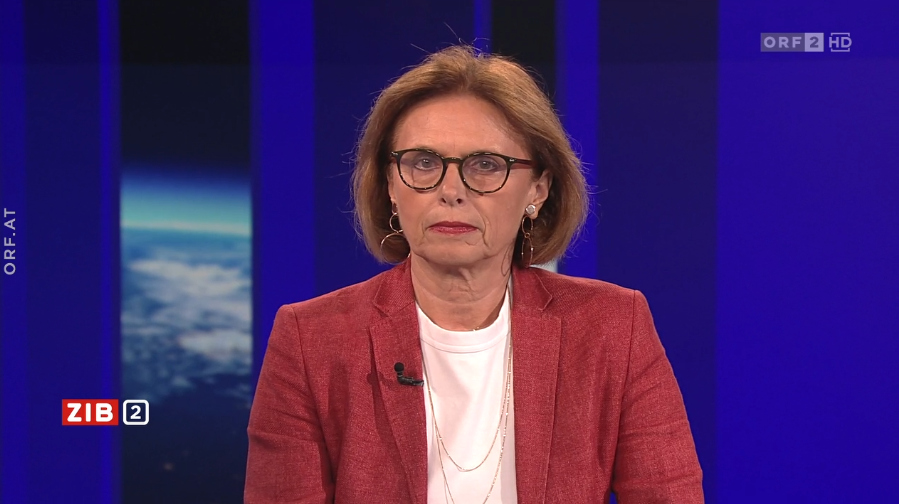 Staatssekretärin Susanne Kraus-Winkler zu Gast in der ZIB2 bei Martin Thür am 1. Juli 2022.