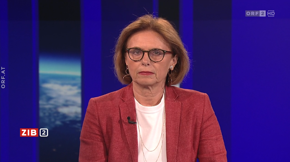 Staatssekretärin Susanne Kraus-Winkler (VP) zu Gast in der ZIB2 bei Martin Thür am 1. Juli 2022.