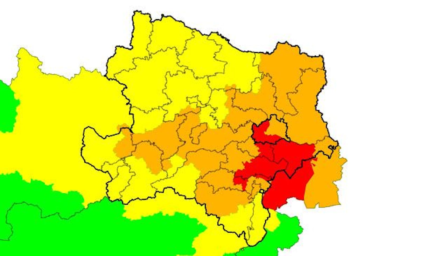 Unwetter: <strong>Sturmwarnungen für Ostösterreich</strong>, Stand 19.25 Uhr. 