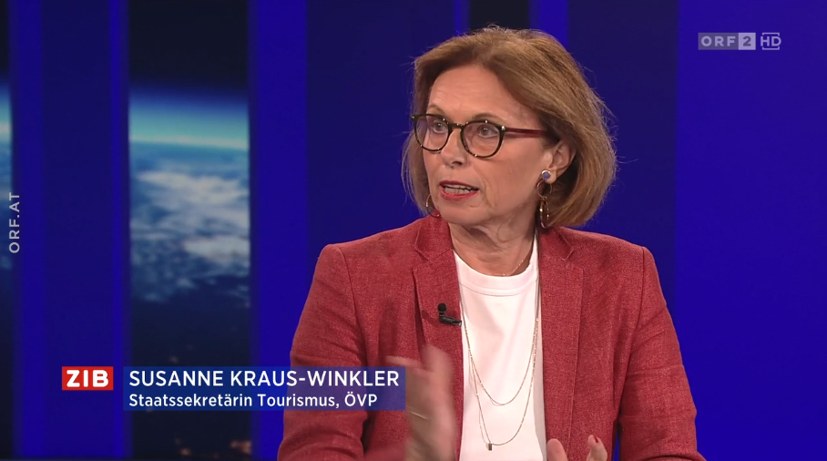 Staatssekretärin Susanne Kraus-Winkler (VP) zu Gast in der ZIB2 bei Martin Thür am 1. Juli 2022.