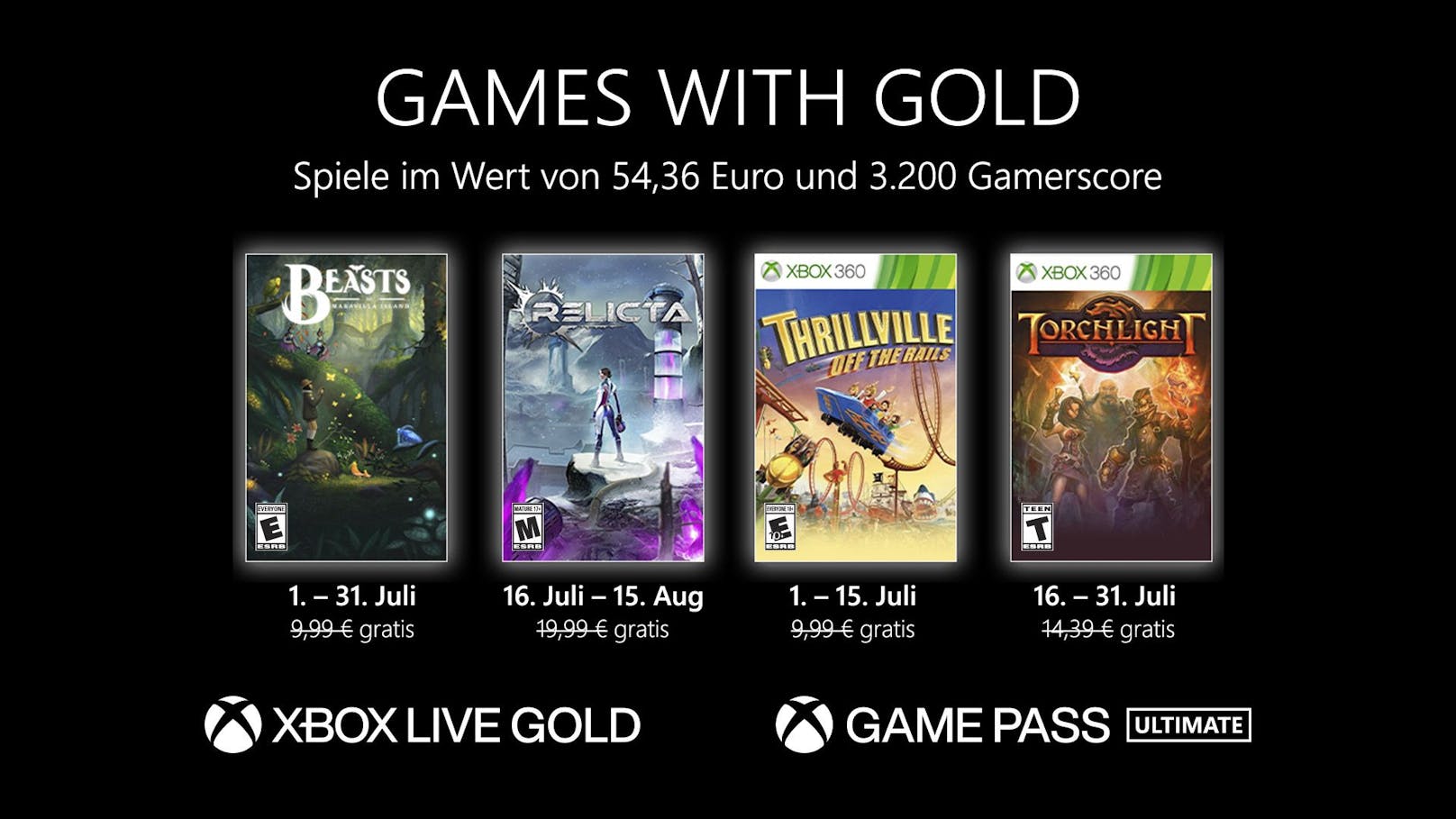 Games with Gold: Diese Spiele gibt es im Juli gratis.