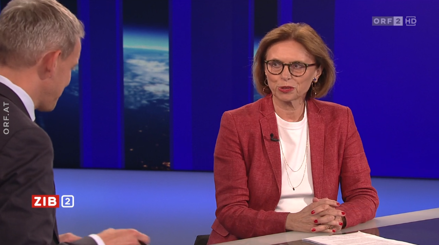 Staatssekretärin Susanne Kraus-Winkler (VP) zu Gast in der ZIB2 bei Martin Thür am 1. Juli 2022.