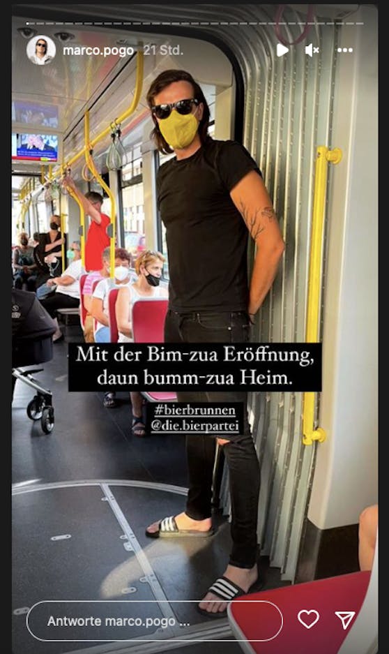 Vorbildlich: Marco Pogo kam zur Bierbrunnen-Eröffnung mit der Straßenbahn