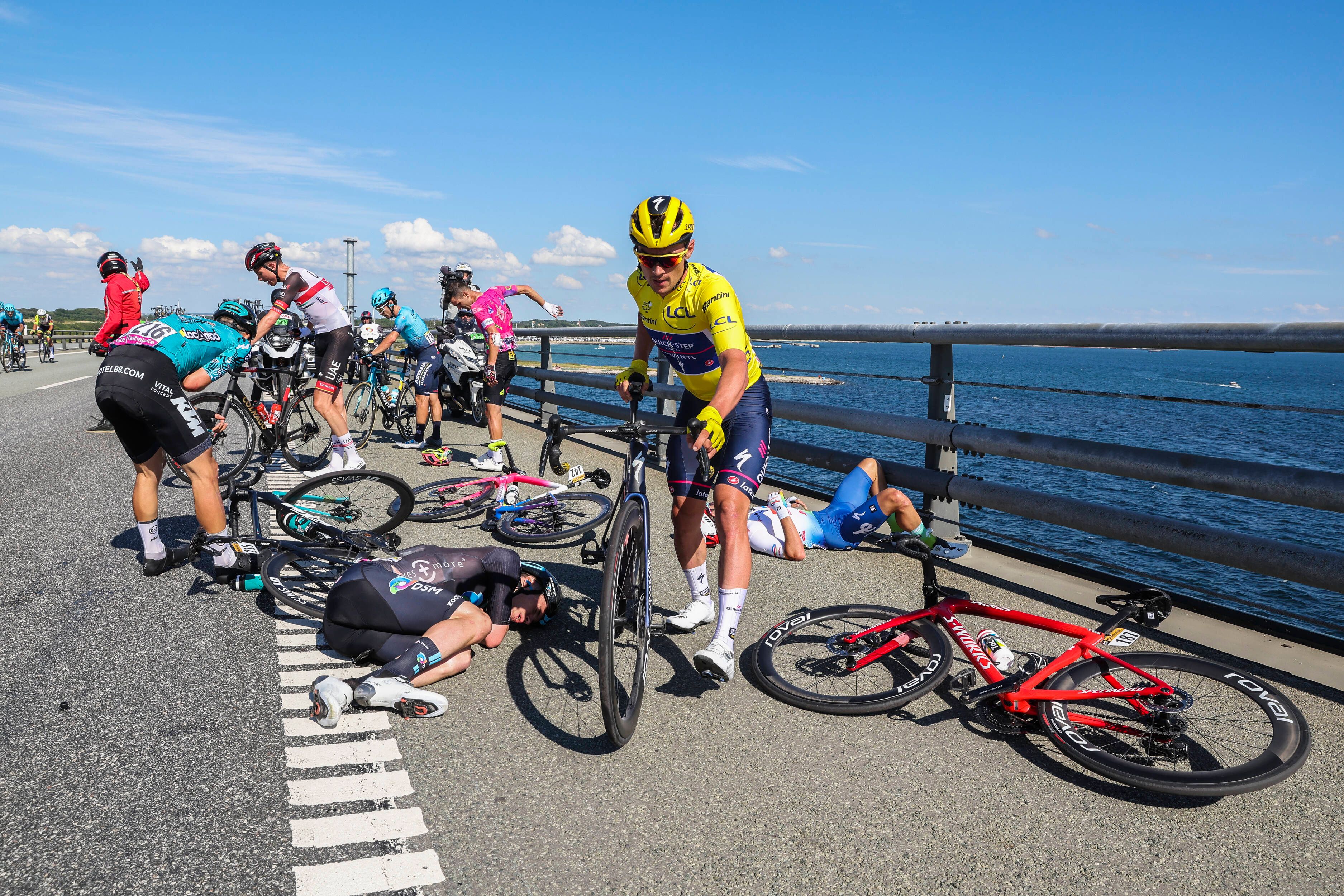 Der Belgier Yves Lampaert kam auf der zweiten Tour-Etappe zu Sturz. 