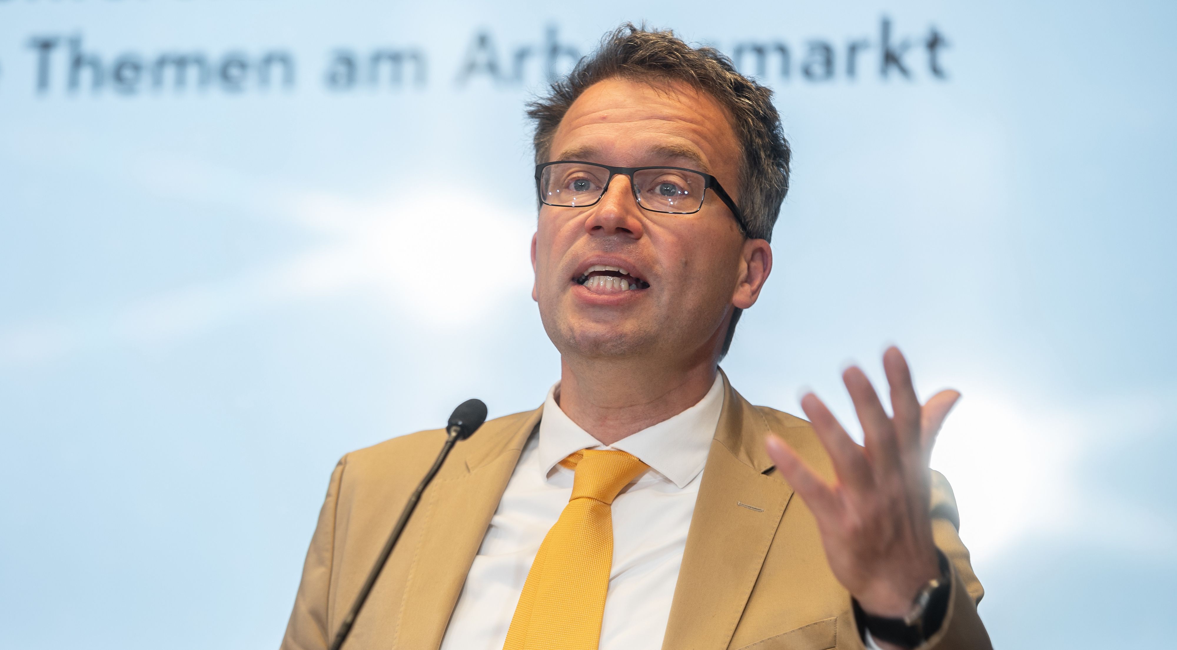 AMS-Vorstand Johannes Kopf bei einer Pressekonferenz.