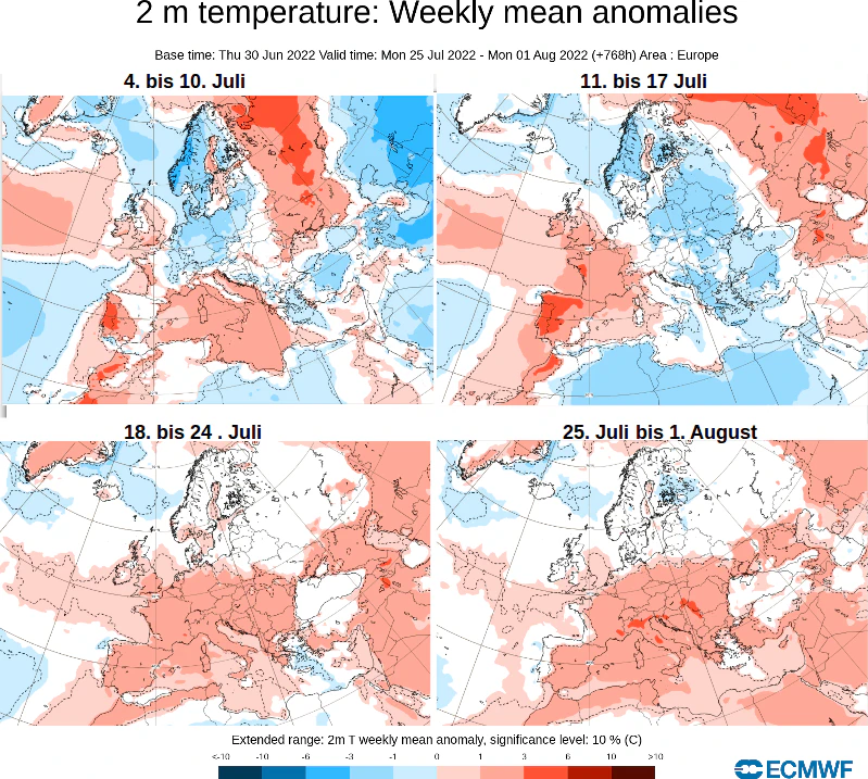 Nach aktuellen Berechnungen steht kommende Woche die kühlste Phase des Julis bevor.