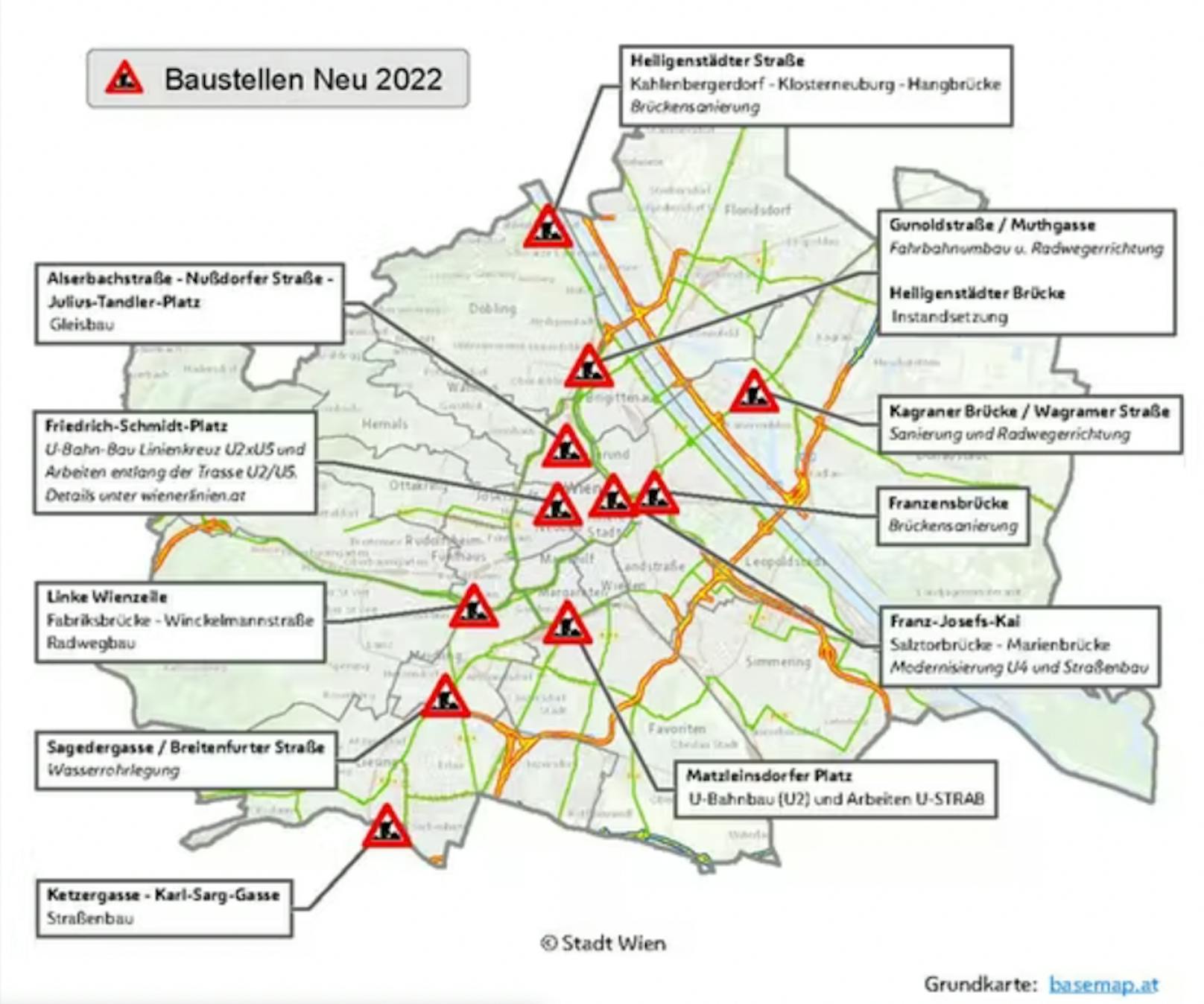 Sommer-Baustellen in Wien 2022