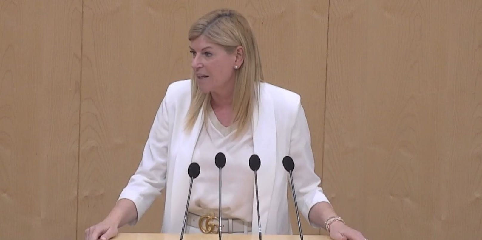 ÖVP-Energiesprecherin Tanja Graf trug im Nationalrat einen Designer-Gürtel.