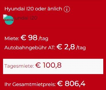 Die Autobahngebühr wird mit 2,80 Euro am Tag verrechnet.