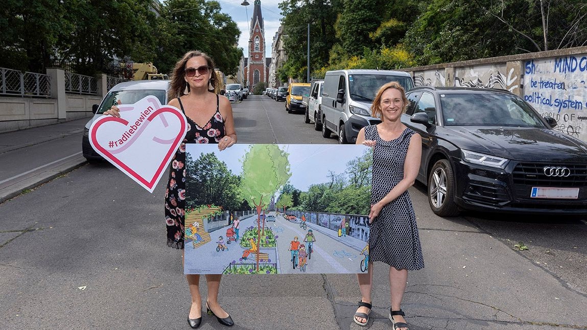 Mobilitätsstadträtin Ulli Sima und Bezirksvorsteherin Lea Halbwidl