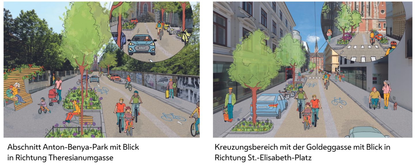 Bei der Abstimmung unter Anwohnern der Argentinierstraße standen zwei Varianten zur Auswahl: Links die Variante A, recht die Variante B.