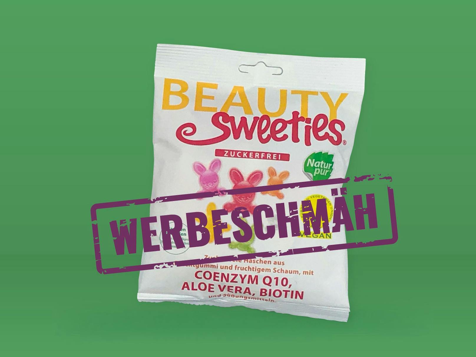 Foodwatch verleiht den&nbsp;Werbeschmäh des Monats Juli an "Beauty Sweeties Zuckerfreie Häschen aus Fruchtgummi".