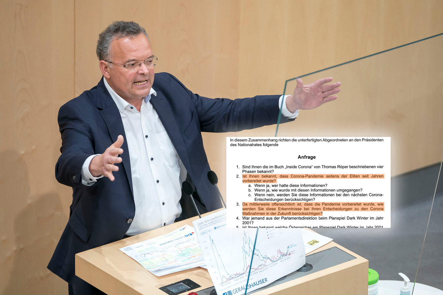 Der FPÖ-Abgeordnete Gerald Hauser sorgt mit seinen Aussagen immer wieder für Aufsehen.