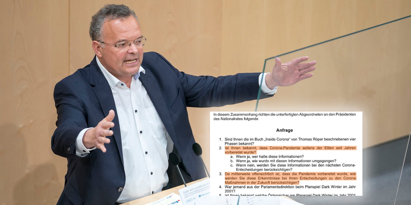 Der FPÖ-Abgeordnete Gerald Hauser sorgt mit seinen Aussagen immer wieder für Aufsehen.