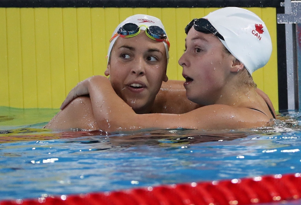  Mary-Sophie Harvey (l.) wurde bei der Schwimm-WM unter Drogen gesetzt
