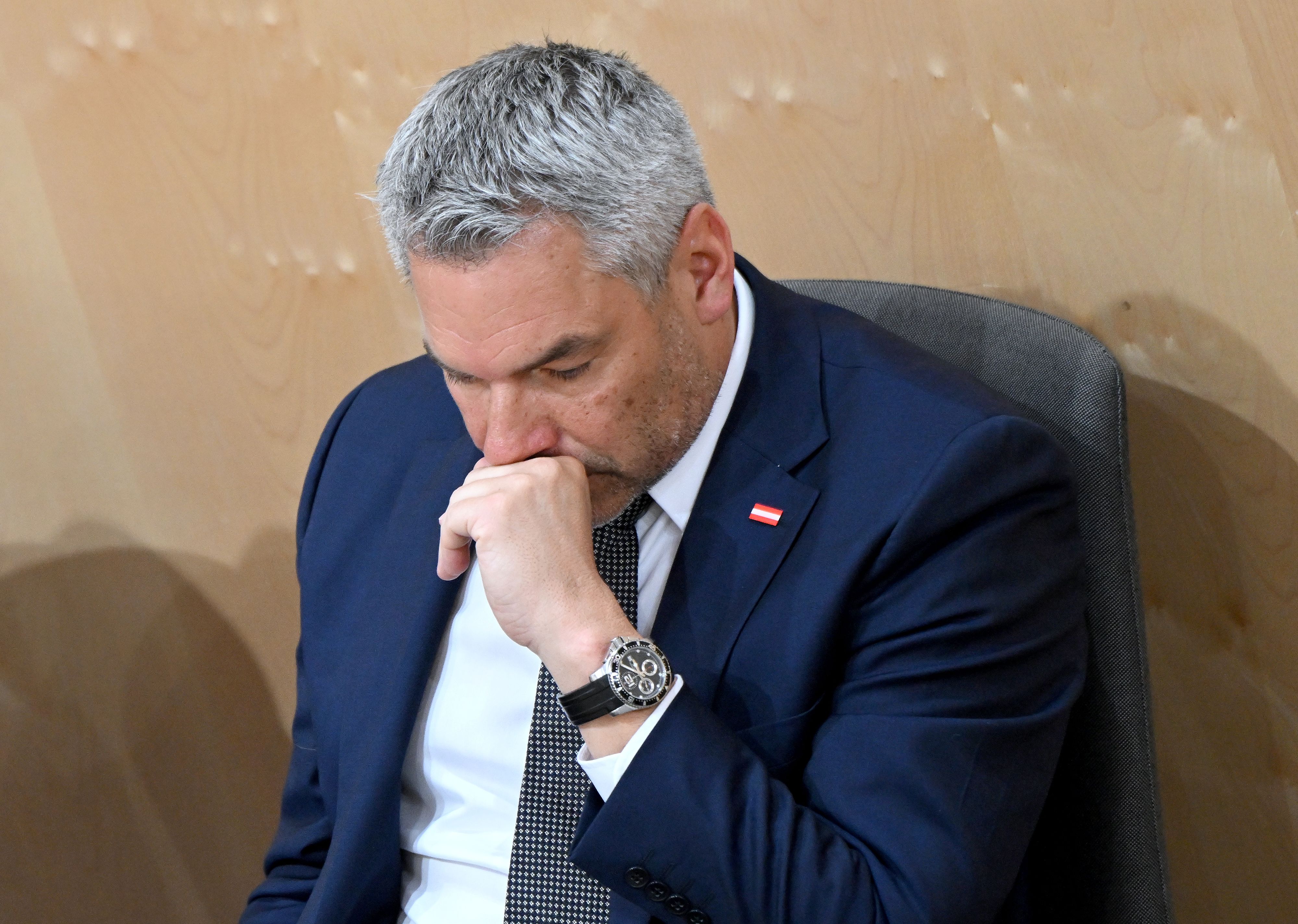 Bundeskanzler Karl Nehammer (ÖVP) im Rahmen einer Sitzung des Nationalrates.