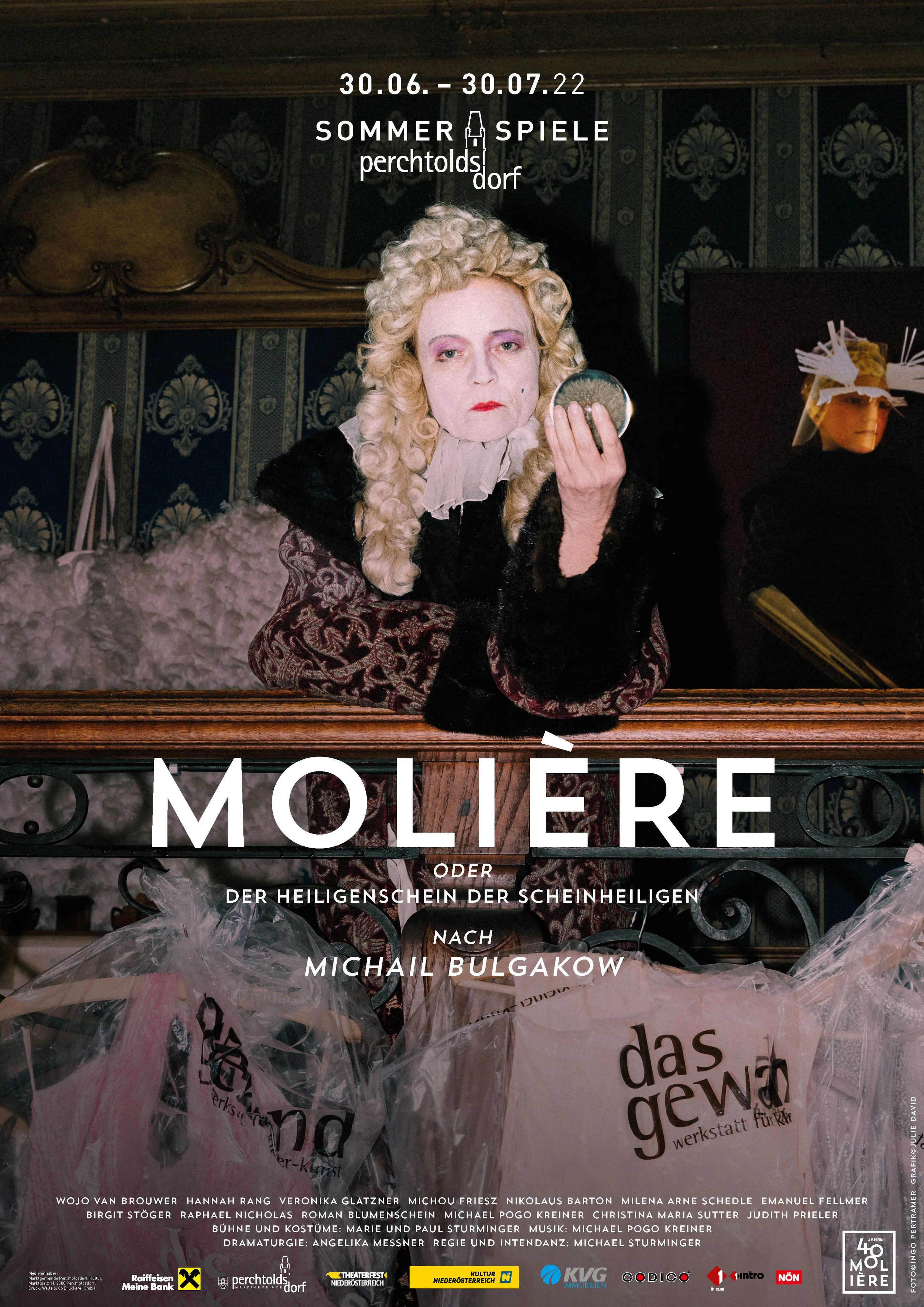 Plakat zum Theaterstück "Molière oder der Heiligenschein der Scheinheiligen"