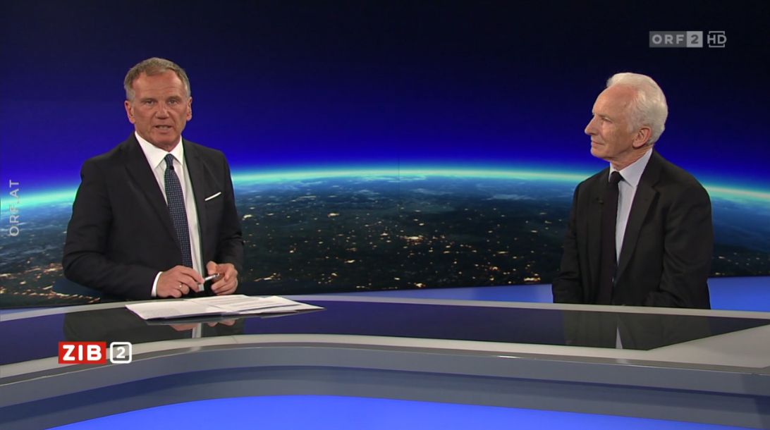 EU-Experte Stefan Lehne in der ZIB2 mit Armin Wolf am 12. Juli 2022.