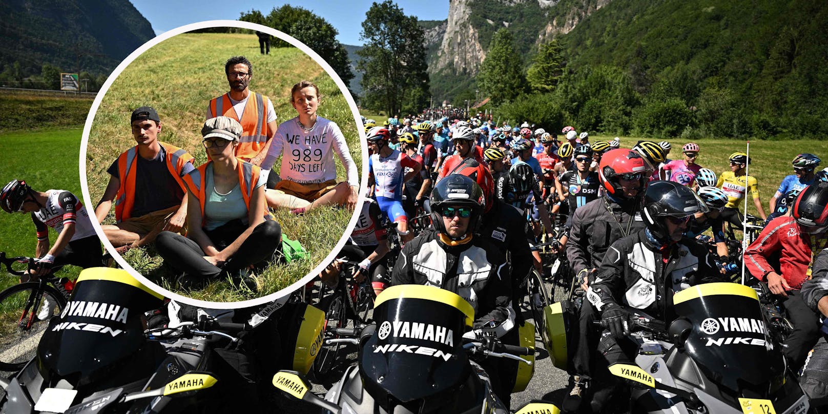 Klima-Aktivisten legen die Tour de France lahm.