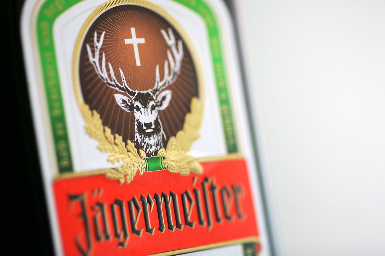"Bucharest, Romania - July 15, 2011: Close-up shot of a bottle of Jagermeister digestif. Jagermeister is a German 70-proof digestif made with 56 different herbs and spices."