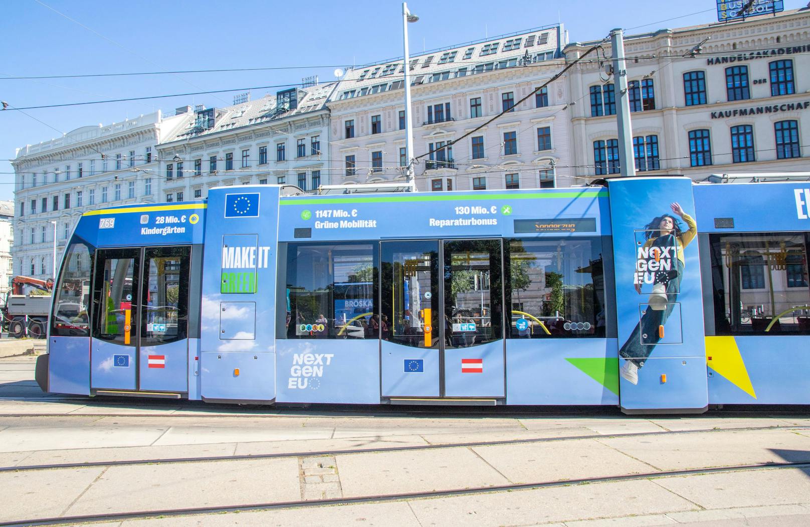 Die "EU-Solidaritäts-Straßenbahn" ist künftig in Wien unterwegs.