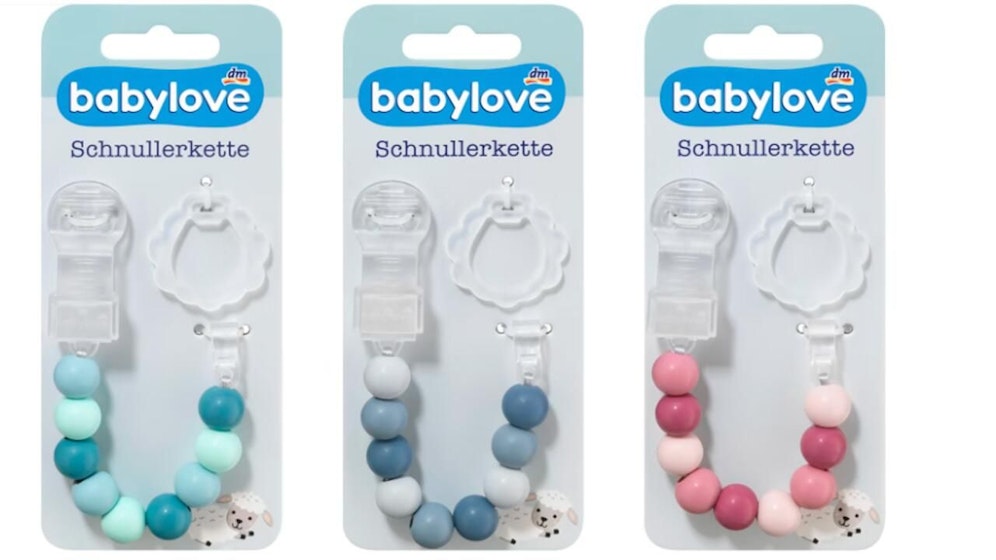 Von diesen Schnullerketten können sich verschluckbare Kleinteile ablösen.