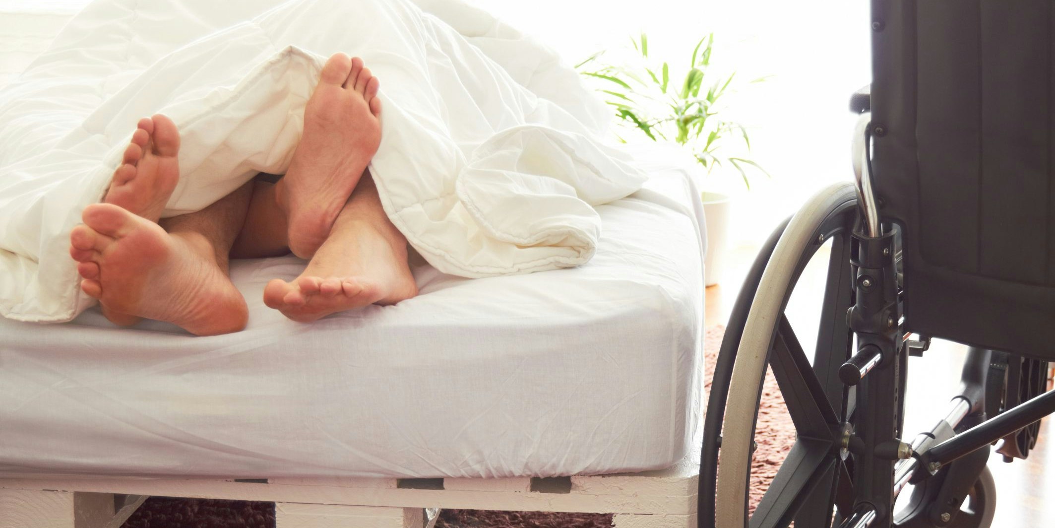 Impaired person having sex in the bed.